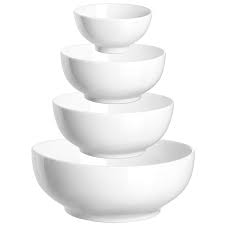 Find the perfect mixing bowl set in glass, stainless steel, plastic, ceramic and more. Dowan Serving Bowl Porcelain White Ceramic Mixing Bowl 86 36 24 8 5 Ounces Nesting Bowls For Kitchen Salad Bowl Set Of 4 Dishwasher Safe Buy Online In Aruba At Aruba Desertcart Com Productid 103542397