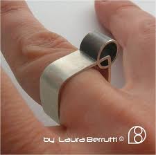 Sterling Silver Ring With Tube Crossing Through By Laura Berutti Pretty Cool Silver Rings Jewelry Sterling Silver Rings