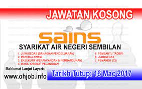 Ingin dapatkan informasi jawatan kosong n9 yang lain? Jawatan Kosong Sains Syarikat Air Negeri Sembilan 16 Mac 2017 Jawatan Kosong Kerajaan Swasta Terkini Malaysia 2021 2022