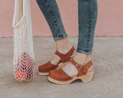 Swedish Clogs Low Wood Tan Leather By Lotta From Stockholm Etsy Vintage Clogs Women Shoes Clogs