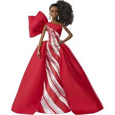Barbie 2019 Holiday Doll Brunette High Ponytail With Red White Gown Walmart Com In 2020 Holiday Barbie Gowns Of Elegance Holiday Barbie Dolls