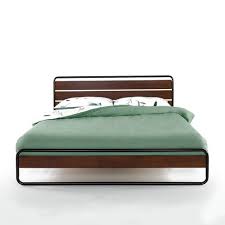 Complete with a sleek metal structure and headboard and footboard with a distinctive wood grain pattern, this foundation provides optimal support for your. Therese Metal And Wood Platform Bed With Wood Slat Support Brown Zinus Target