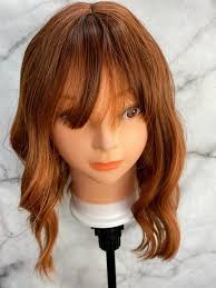 Short Bob Wigs ,ginger Copper Wig With Bangs,ginger Auburn Wigs,shoulder  Length Wavy Wig,hair Wig for Women,auburn Hair Wig,wig With Bangs