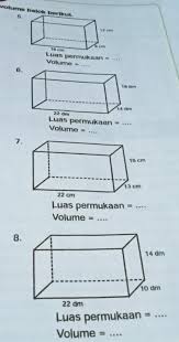 Luas permukaan balok = 2(pxl + pxt +lxt). Tentukan Luas Permukaan Balok Berikut Brainly Co Id