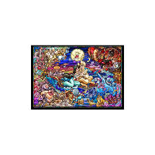 Put the tiles on the frame so tha game. Tenyo Jigsaw Puzzle C Disney Aladdin Story Stained Glass 1000pcs