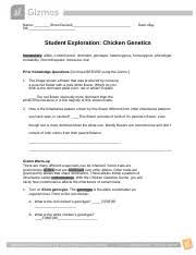 Chicken genetics gizmo answer key activity b. Genetics 24e Chicken Genetics Gizmo Worksheet 1 Lay Ma Name Date Student Exploration Chicken Genetics Vocabulary Allele Codominance Dominant Course Hero