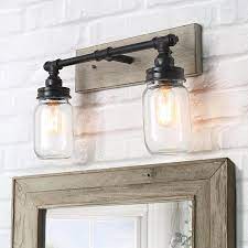 Lnc Aries 2 Light Black Farmhouse Vanity Light Lowes Com In 2021 Farmhouse Vanity Lights Wall Lights Vanity Lighting