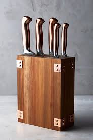 Wood Copper Knife Block Copper Knife Set Copper Kitchen Knife Block