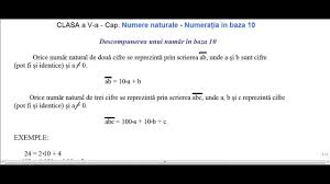 Matematica Clasa A V A Capitolul 1 Numere Naturale Numeratia In Baza 10 Descompunerea Unui Număr In Baza 10 Orice Număr Natural