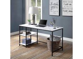 Use in your living room, bedroom, or home office. Taurus White Printed Faux Marble Black Finish Desk Harlem Furniture