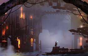 Create a fantasy landscape using digital painting techniques. Wallpaper Figure The City Silhouette Landscape Art Fiction Landscapes Digital Art Tacosauceninja By Tacosauceninja Distilled Arcade Images For Desktop Section Fantastika Download
