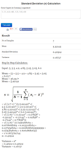 Example For Mean Sample Standard Deviation And Variance Calculation Generated From Http Ncalculators C Math Is Everywhere Standard Deviation Math Formulas