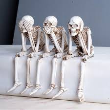 Funny Skeletons Expressing See No Evil Speak No Evil Hear No Evil Halloween Skull Decorations Skull Decor Skull Statue