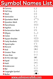 You can use this when you want to select multiple names. 50 List Of Symbol Name In English Onlymyenglish