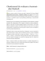 Unii sunt dependenti de adrenalina. 78504363 Chestionarul De Evaluare A Burnout Ului Maslach