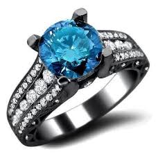 Black And Blue Engagement Rings 2 20ct Blue Round Diamond Engagement Ring 18k Black Gold Black Gold Engagement Rings Round Diamond Engagement Rings Blue Diamond Engagement Ring