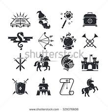 Black Bow And Arrow Icon Fantasy Tale Black Vector Icons Set Medieval Arrow And Bow Spellbook And Witchcraft Illustration Icon Set Vector Icon Set Icon