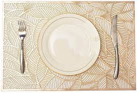 Check out our rectangle table mat selection for the very best in unique or custom, handmade pieces from our kitchen & dining shops. Amazon Com Mladen Rectangle Placemats Set Of 6 Leaf Functional Table Mat For Dining Kitchen Restaurant Table Decoration Gold Kitchen Dining