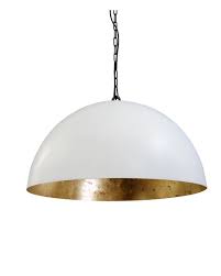 Blanc Larino By Signature White Industrial Metal Dome Pendant Light In The Choice Of White Gold Leaf Or Silver L Dome Pendant Lighting Pendant Light Lights