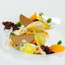 Gianduja Semifreddo Hazelnut Whipped Panna Cotta Feuilletine Crumbs Mandarin Bitter Orange Curd For My New Book Bachour Simply Beautiful Theartofplatin Fine Dining Desserts Dessert Presentation Fancy Desserts Recipes