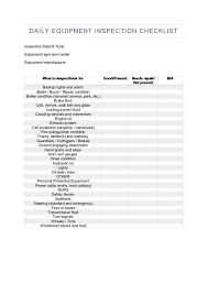 Warehouse safety checklist template, for most of us life is a constant battle to stay organized, we compose lists of the things we need to and once we for the purposes of this article, it refers to a document that the landlord (or property manager) and the tenant inspection before proceeding in and. Daily Equipment Inspection Checklist Template Printable Pdf Download