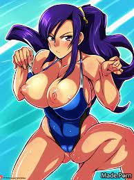 Porn image of one piece swimsuit happy pubic hair purple hair athlete hentai  tall created by AI