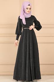 Modaselvim Elbise Balon Kol Simli Elbise 2163ms212 Siyah Elbise Etek Bluz