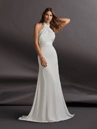 Sheath Wedding Dress With Halter Neckline Pronovias Pronovias Wedding Dress Jcrew Wedding Dress Wedding Dresses Kleinfeld