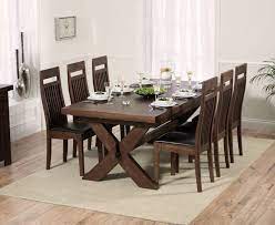 Constructed from hardwood solids and wood veneers, the set not only has timeless style but also long lasting durability. Dark Oak Dining Table And 8 Brown Leather Chairs Homegenies