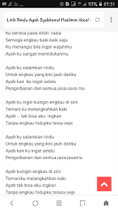Kini ku jauh dari pelukmu ibu aku rindu belaian kasih sayangmu tunggulah kepulangan anakmu ibu kan ku sujud di kakimu ibu. Lirik Lagu Ayah Ibu