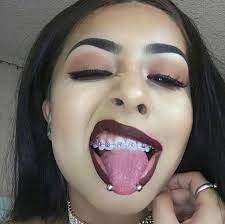 This model pierces through horizontally. Which Rubber Band Braces Colors Look Nice Eye Piercing Snake Eyes Tongue Piercing Cute Piercings