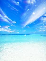 Romantic Anime Blue Sky White Clouds Sea Water Background Water Background Dream Background Background Pictures