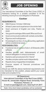 Finance Accounting Cashier Red Cross Pakistan Ngo Jobs 2017 Jobs In Pakistan Job Opening Job