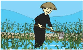 Pertanian kerja lukisan petani memanen ikon kartun sketsa. 18 Gambar Sketsa Petani Di Sawah