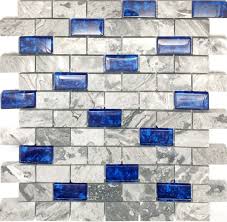 Add a wave of color with glass mosaics create a space that pops with personality and drama using the vibrant color offering, or bask in the radiance of the classic solid colors and coordinating blends. Navy Blue Glass Mosaic Grey Marble 1 X 2 Subway Wall Tiles