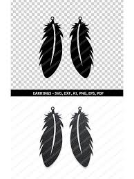 Feather Earrings Svg Dxf Ai Eps Png Feather Earrings Silhouette Earring Abstract Earrings