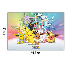 Eevee is a normal type pokémon introduced in generation 1. Pokemon Poster Evoli Entwicklungen Im Querformat 91 5x 61cm