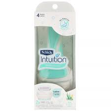 The schick intuition advanced moisture razor with new moisture ribbons lathers and moisturizes skin, eliminating the need for shave gel, soap or body schick intuition advanced moisture razors are available across canada for a suggested retail price of $11.99. Schick Intuition Sensitive Care Aloe Vitamin E 1 Razor 2 Cartridges Iherb