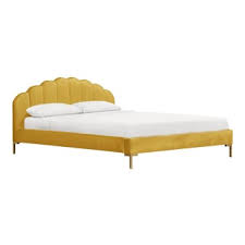 Measure the height from the bottom of the frame the idea is to create a clam shell headboard that is the same width as the bed frame where it fixes to the. Queen Shell Platform Bed In Monaco Citronella Chairish