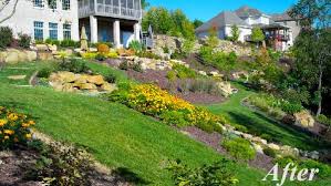 Down Sloped Landscaping Landscape Design Gallery Of Recent Projects Landscape Design Large Backyard Landscaping Landscaping Retaining Walls