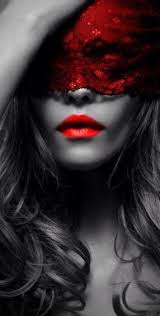 Black And White Photos With Red Lipstick Red Lips Beauty Lace Mask Portrait