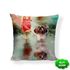 Cartoon Cute Dog Oil Painting Shih Tzu Cushion Cover Pillow Case 17 17i Cartoon Cute Dog Oil Painting Shih Tzu Cushion Cover Pillows Cute Dogs Cushion Cover
