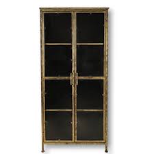 Cherished memories begin with a curio cabinet or glass display cabinet. Display Cabinet Fletcher 80x40x180 Antique Gold Metal Glass Cabinets Henk Schram Meubelen