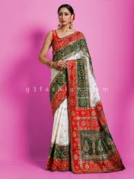 There are opinions about wedding saree photo montage yet. White And Green Hydrabadi Patola Silk Wedding Saree G3 Wsa38583 G3fashion Com