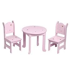 Olivia S Little World 18 Doll Wooden Furniture Table And Chairs Set Fis American Girls Purple Table 11 75 X 10 Round Table And Chairs Chair Set Chair