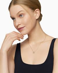 Petite Chatelaine Pav Bezel Pendant Necklace in 18K