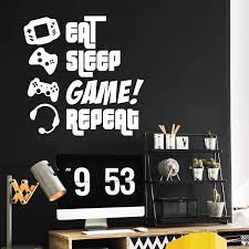 Hung them up on one wall. Amazon Com Eat Sleep Game Repeat Gamers Wall Art Vinyl Decal Video Gamers Cool Wall Decor Decoration Vinyl Sticker Teen Boys Room Decor Boys Bedroom Wall Decoration White 47