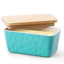 Food containers & airtight storage | the. Buy Krokori Butter Dish Stoneware Ceramic Butter Dish Butter Container Margarine Dish Covered Butter Keeper With Wooden Lid Food Storage Box For Daily Use Aquamarine Online In Greece B07wtz9qwv