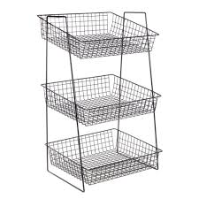 Fruit basket, steelgear 2 tier fruit basket bowl vegetable organizer for kitchen, detachable vegetable storage fruit stand holder for counter dining room countertop, black #1 new release gourmet basics by mikasa madam metal stacking/nesting rectangular basket … Expressly Hubert Black Wire 3 Tier Basket Stand 16 L X 13 1 2 W X 27h
