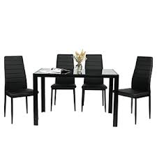 The good news is you won't have to compromise on quality with our dining tables under $300. Amazon Com Bahom 5 Piece Kitchen Dining Table Set For 4 Glass Table And Pu Leather Chairs Set Of 4 For Breakfast Black Table Chair Sets
